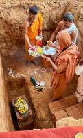 Shilanyas of new shops building (Shirali) at the Divine Hands of H H Swamiji (9 April 2024)
